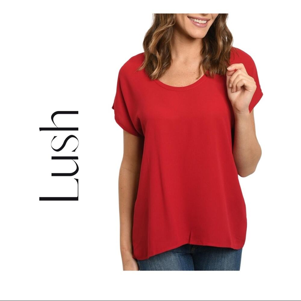 Lush Burgundy Scoop Neck Blouse Size Small